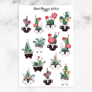 Plannerstickers cactussen en succulenten | Cactusstickers | Sappige stickers | Cactusstickers aquarel aquarel (S-418)