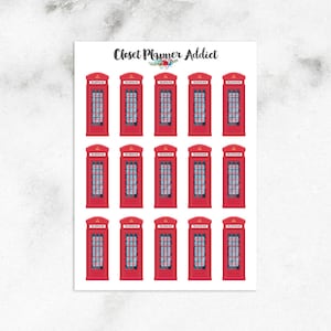 Englische Phone Box Sticker | Englische Aufkleber | UK Telefon Box Aufkleber | Rote Telefon Box Aufkleber (S-611)