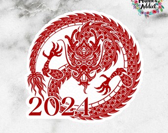 Chinese New Year Die Cut Sticker | Year of the Dragon 2024 Die Cut Sticker | Lunar New Year Die Cut Sticker (DC-045)