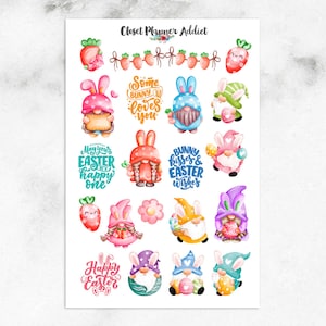 Happy Easter Gnomes Planner Stickers / Easter 2023 Stickers / Easter Gnomes / Gnome Stickers / Cute Easter Stickers (S-661)