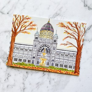 Königliches Ausstellungsgebäude Postkarte | Handgezeichnet Postkarte | Bordeaux Postkarte | Postkarte Aquarell | Postcrossing (PC-005)