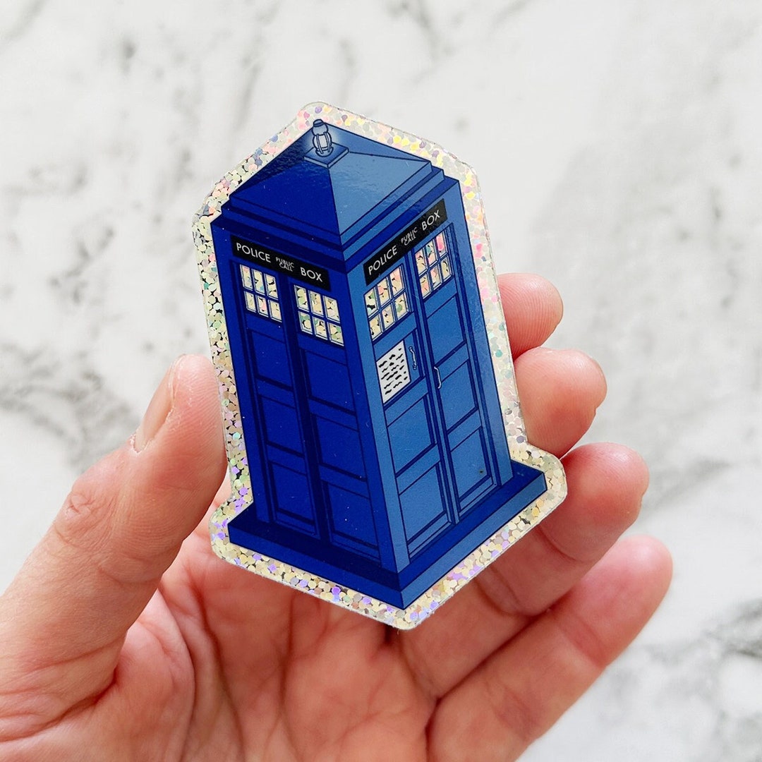 English Blue Police Box Glitter Vinyl Die Cut Stickers | Doctor Who ...
