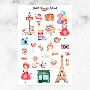 Bienvenue à Paris plannerstickers | Mystery grabbelton juli 2018 | Macaronstickers | Stickers Parijs | Stickers Eiffeltoren (MGB-JUL18)
