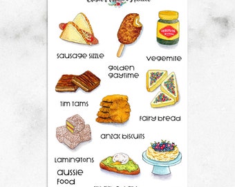Aussie Food Icons Planner Stickers | Australian Food Stickers | Sausage Sizzle Stickers | Fairy Bread Stickers (S-384)