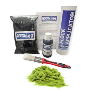 Kit de flocado (verde pistacho): fibras de flocado, adhesivo de flocado, aplicador de flocado