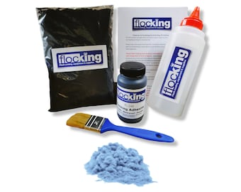 Flocking Kit (Sky Blue)  - Flocking Fibers , Flocking Adhesive, Flocking Applicator