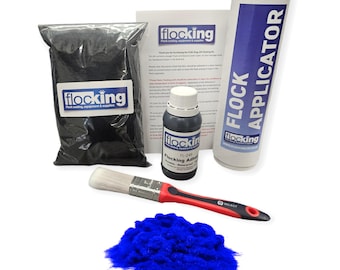 Flocking Kit (Electric Blue) - Flocking Fibers, Flocking Glue, Flocking Applicator
