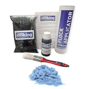Flocking Kit (Sky Blue)  - Flocking Fibers , Flocking Adhesive, Flocking Applicator