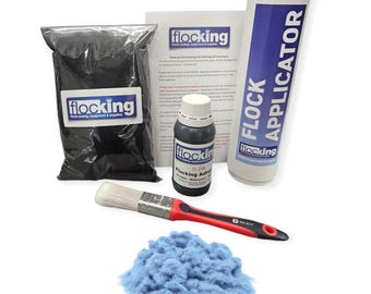 Flocking Kit (Sky Blue)  - Flocking Fibers , Flocking Adhesive, Flocking Applicator