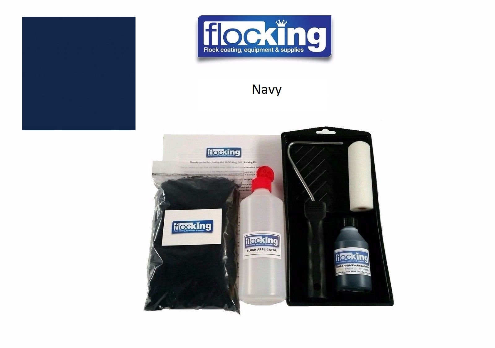 DIY Flocking Kit NAVY BLUE with foam roller and tray set