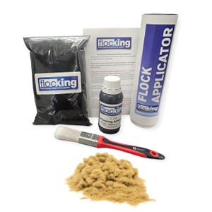 Kit de flocado (beige arena): fibras de flocado, adhesivo de flocado, aplicador de flocado