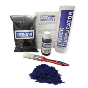 Kit de flocado (azul marino): fibras de flocado, pegamento de flocado, aplicador de flocado