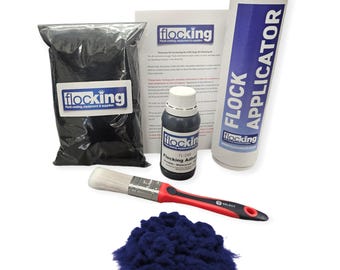 Flocking Kit (Navy Blue) - Flocking Fibers, Flocking Glue, Flocking Applicator