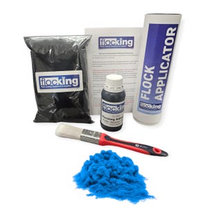 Kit de flocado (azul francés): fibras de flocado, adhesivo de flocado, aplicador de flocado