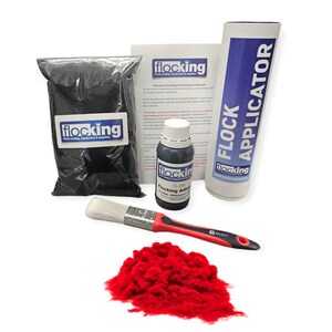 Kit de flocado (Pillar Box Red): fibras de flocado, adhesivo de flocado, aplicador de flocado