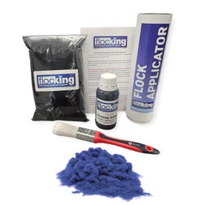 Kit de flocado (azul rey): fibras de flocado, adhesivo de flocado, aplicador de flocado