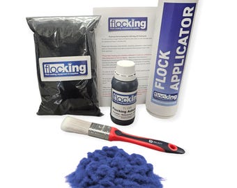 Flocking Kit (Royal Blue)  - Flocking Fibers, Flocking Adhesive, Flocking Applicator
