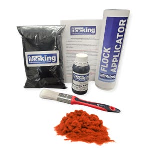 Kit de flocado (naranja quemado): fibras de flocado, adhesivo de flocado, aplicador de flocado