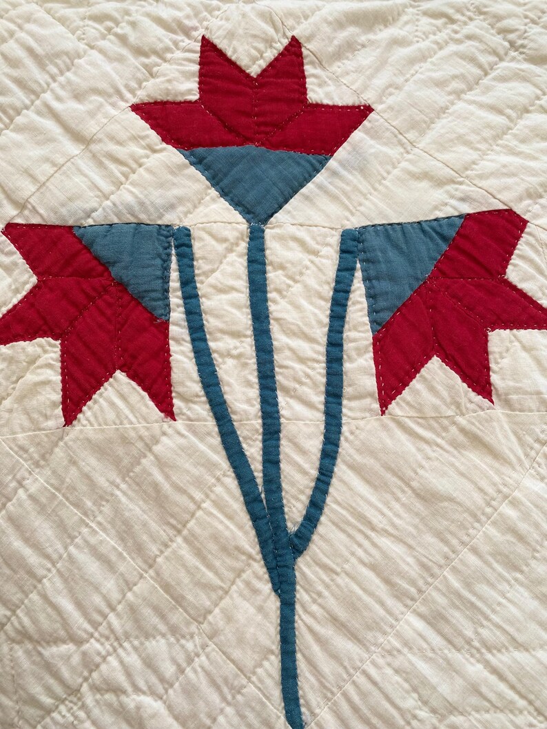 Vintage Hand-quilted Carolina Lily Quilt – Heirloom Textile (85x83in ...