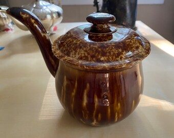 ANTIQUE BENNINGTON BEAN Pot-  lidded bean pot, Rockingham glaze by Bennington - 1800's Bean Pot by Bennington - Vintage Bean Pot