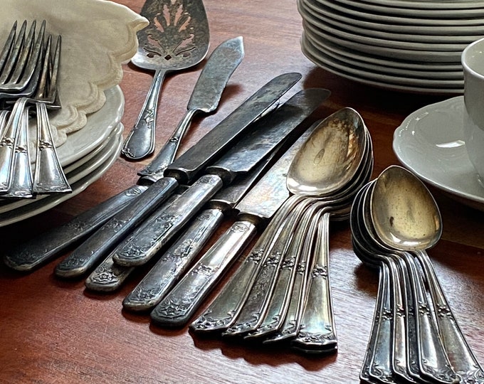 VINTAGE Silverware Set-vintage Silverware Serving for Six-s.l. and GHR ...