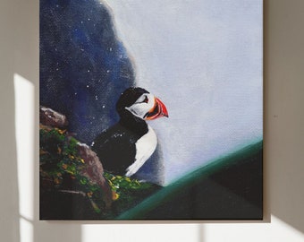 Puffin Acrylic Painting Wall Art Print Unframed