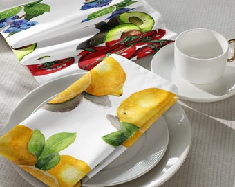 Watercolor Fruit Cloth Napkin Set of 4