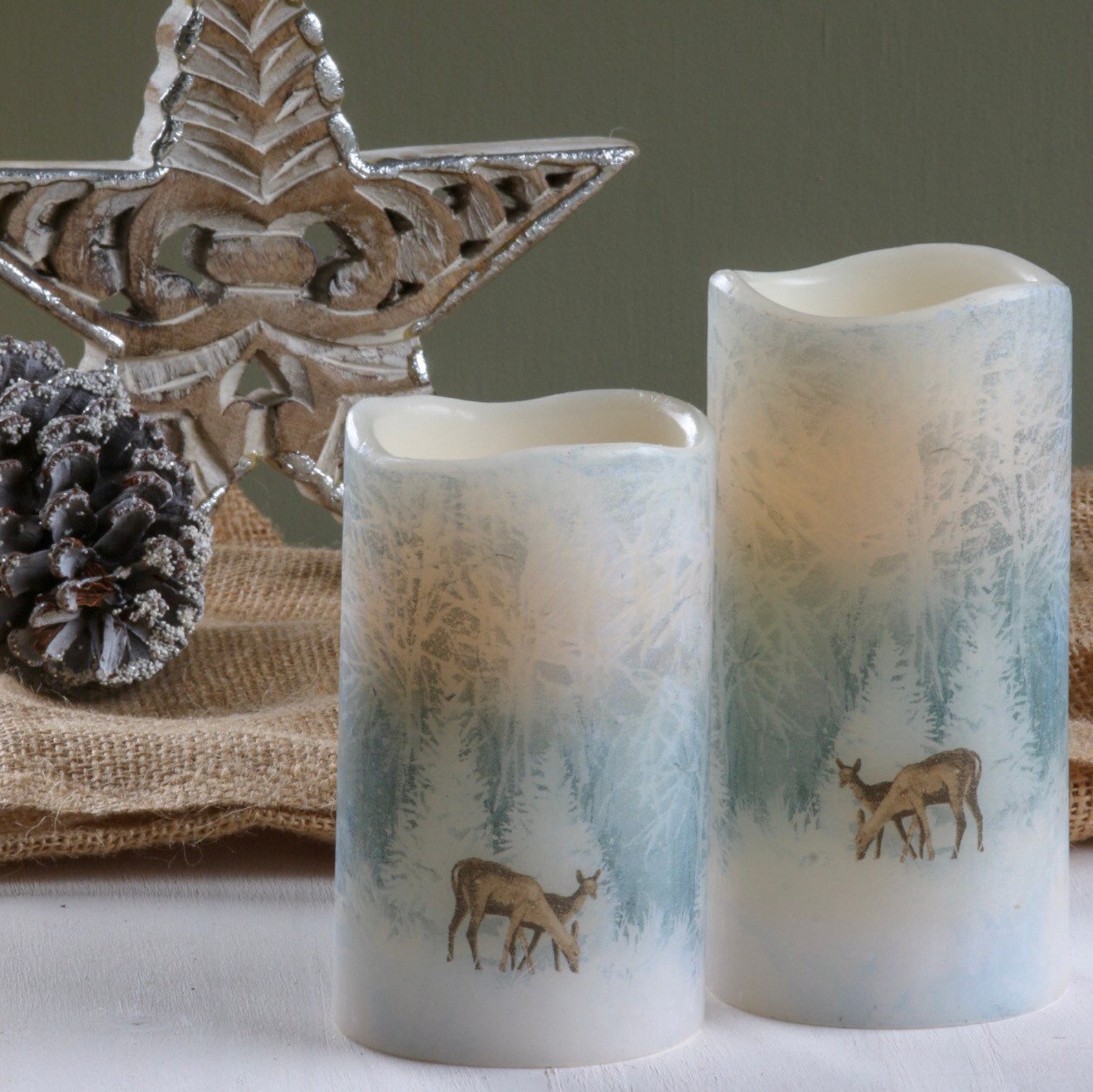 Deer Print LED Candles Woodland Deer Winter Home Decor Etsy