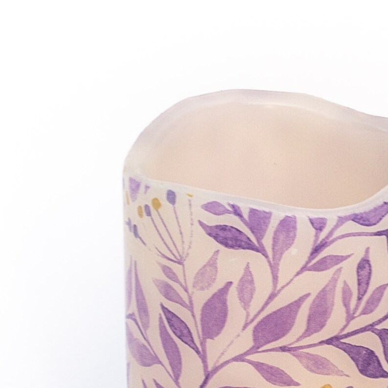 Purple Flameless Candle Purple Bathroom Decor LED Pillar Etsy