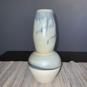 Matte Blue Porcelain Vase: Tall Glazed Pottery