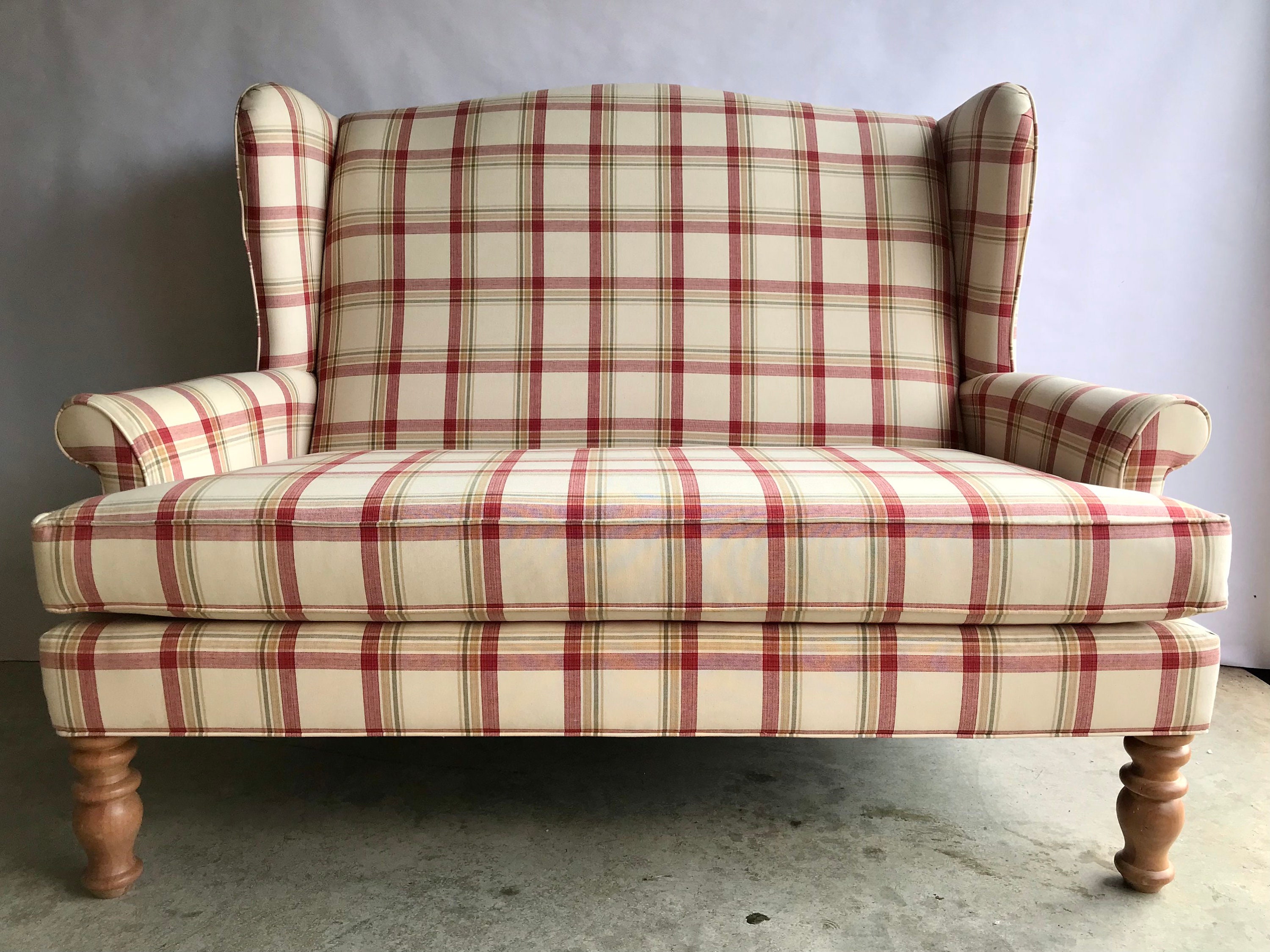 Broyhill Red Tartan Armchair Next Pair Of Plaid Broyhill Wingback