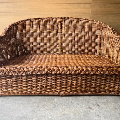 Vintage Wicker Works Braided Wicker Sofa (SHIPPING NOT FREE)