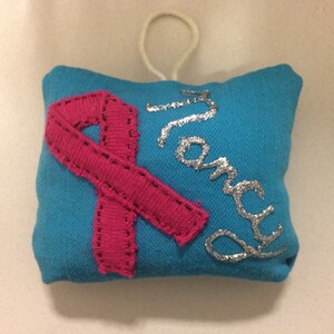 CUSTOM/PERSONALIZED Ornament, Christmas Gift, Fabric Ornament, Wall Ornament, Breast Cancer, Birthday Gift, Mother&#39;s Day, Custom Lettering