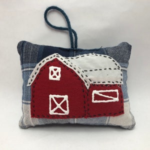 CUSTOM/PERSONALIZED Ornament, Christmas Gift, Fabric Ornament, Wall Ornament, Vintage Barn, Birthday Gift, Mother&#39;s Day