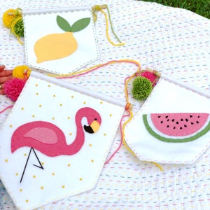 Tropical Flamingo & Fruit Felt Banner Wall Hangings