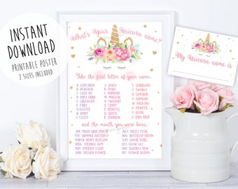 Unicorn name game, Unicorn birthday, unicorn game, unicorn decoration, unicorn invitation,unicorn party games, unicorn props, unicorn sign