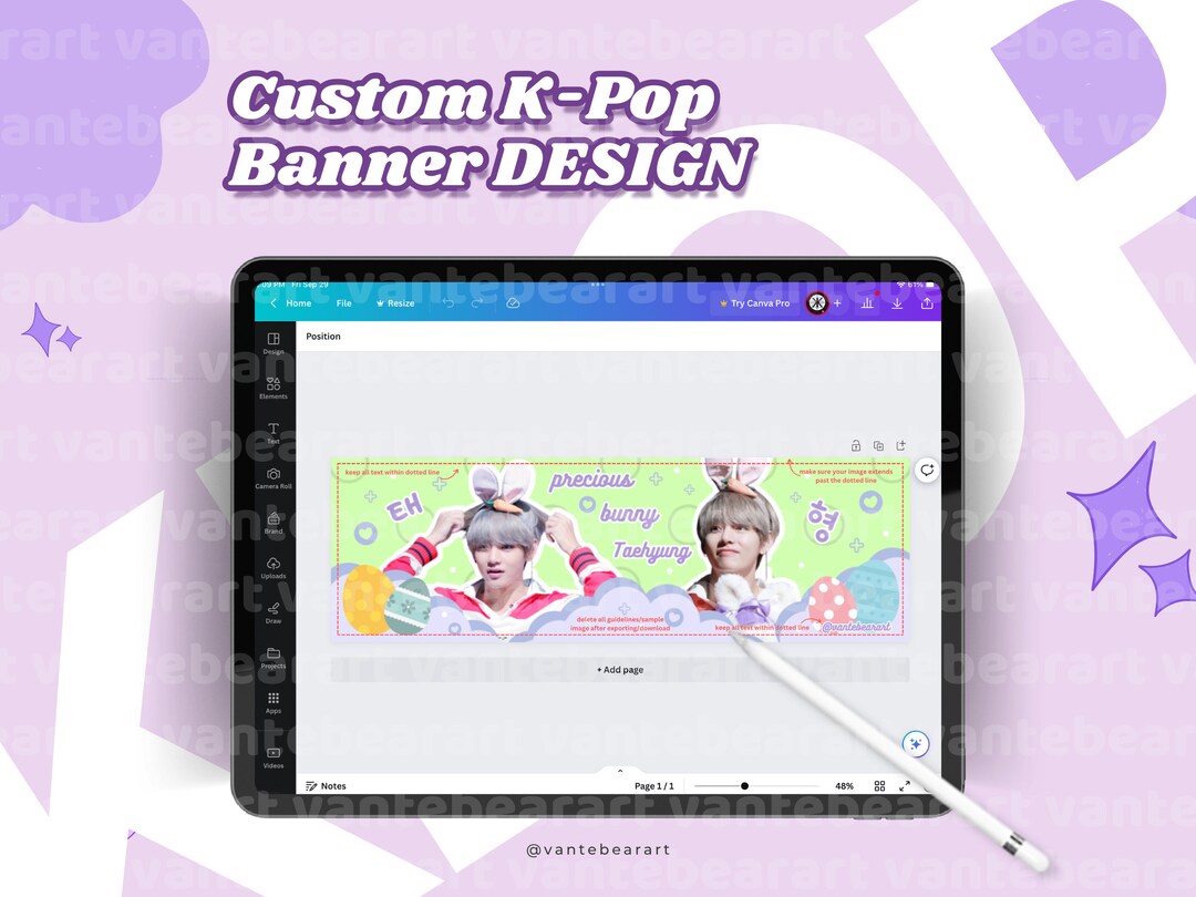 Custom Kpop Banners DESIGN ONLY Custom Design Service Korean Pop Music Cupsleeve Event Birthday