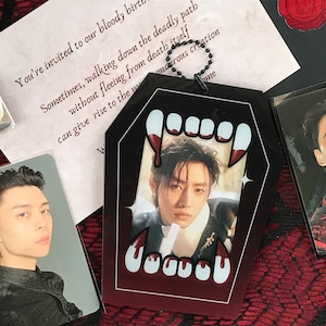 Enhypen Bite Me Coffin Acrylic Photocard Holder | Vampire Kpop Korean Photo Card Dark Blood Moon Bats Ult Bias
