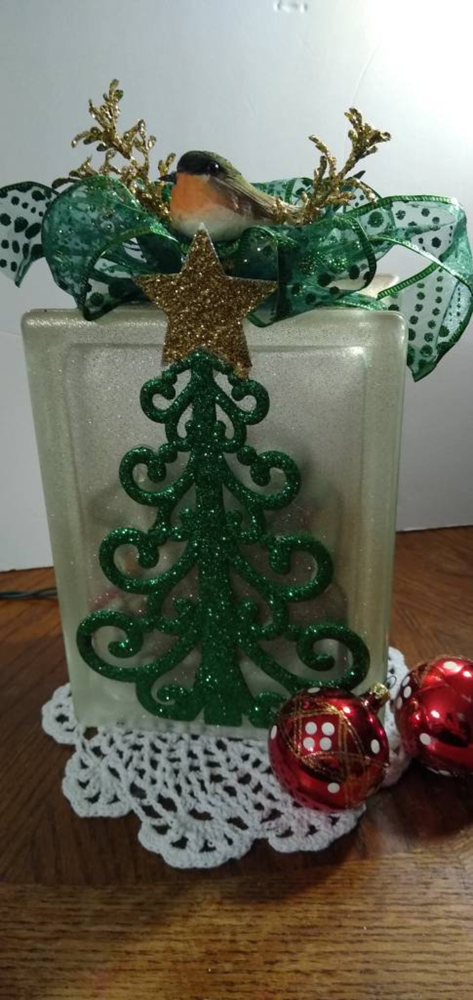 Lighted Glass blocks Holiday Christmas table decor holiday Etsy