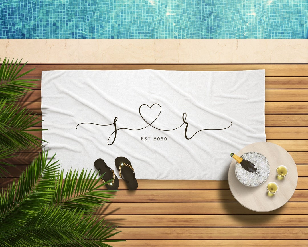Mr and Mrs Beach Towels Personalized Beach Towel His and Hers Newlywed