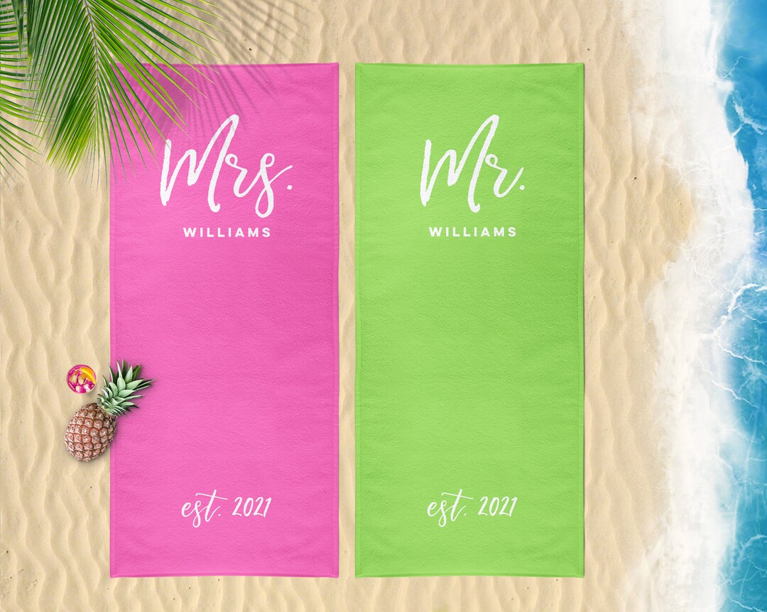 Personalized Mr and Mrs Beach Towels Custom Beach Towel Etsy
