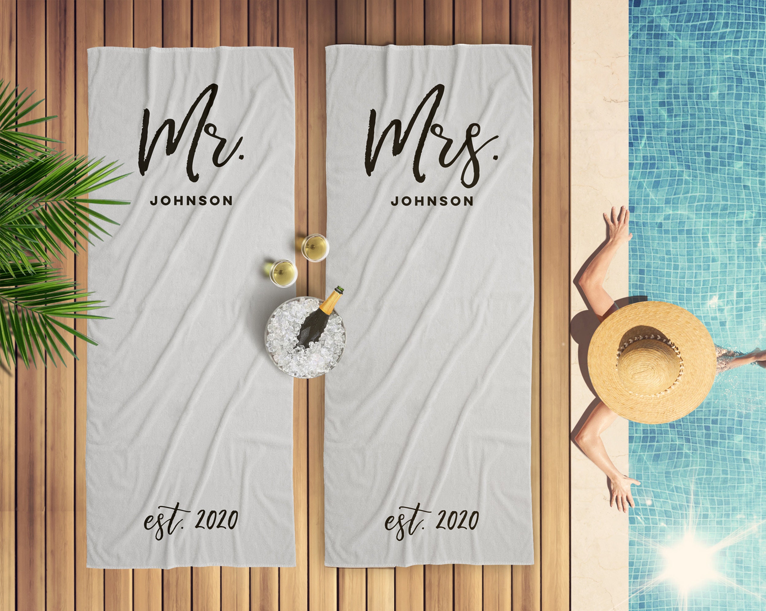 Mr and mrs beach towels online