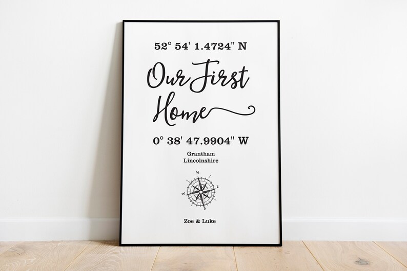 Our First Home Map Coordinates Wall Art Print Housewarming Etsy