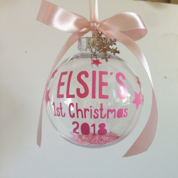 1st Christmas Gift Pink Babys First Christmas Bauble