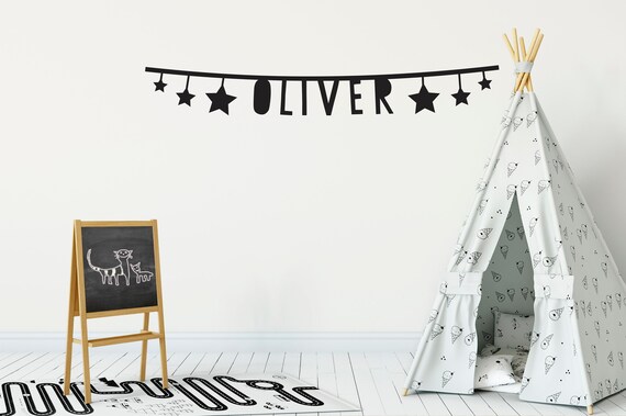 name bunting wall decals kids room wall stickers name | etsy