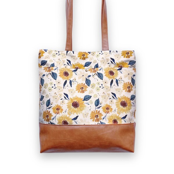 Sunflower Tote / Work Laptop Bag / Sunflower Shoulder Bag / Diaper Tote Bag