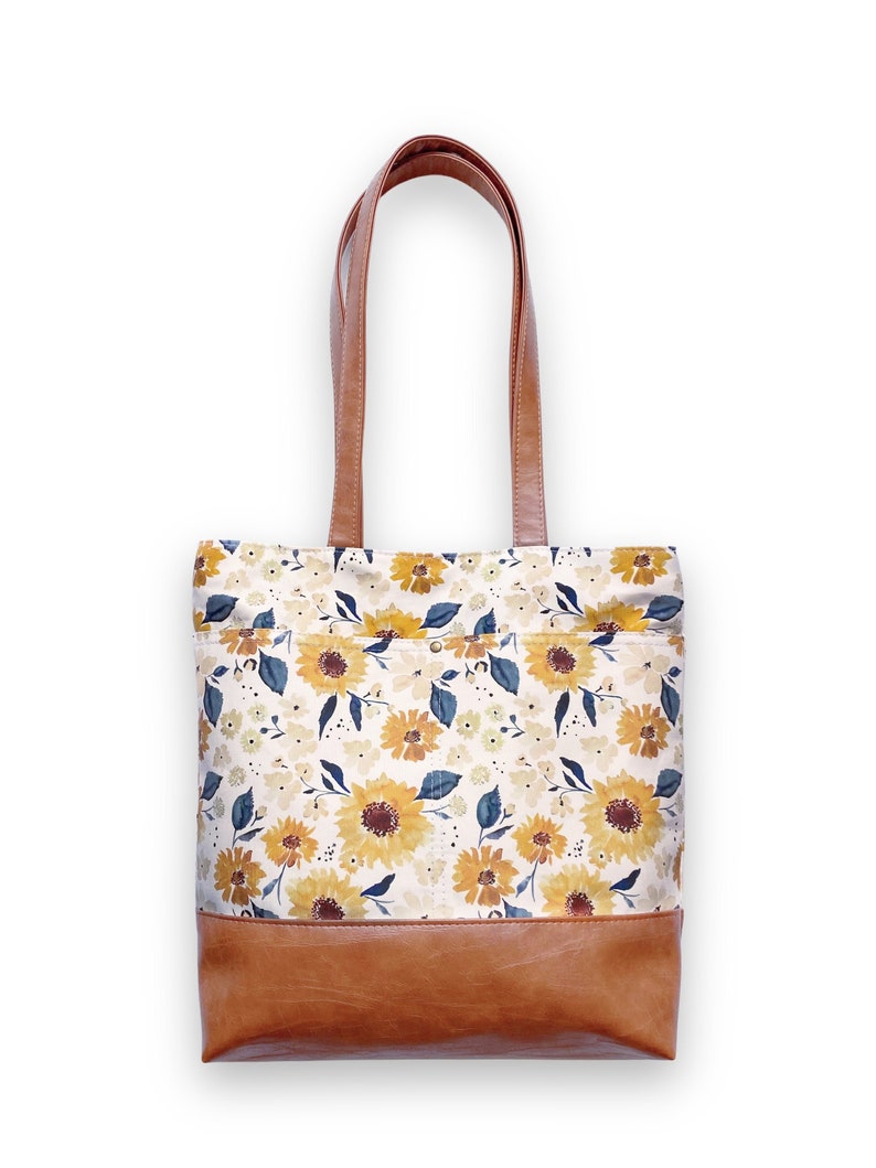 Sunflower Tote / Work Laptop Bag / Sunflower Shoulder Bag / Diaper Tote Bag 