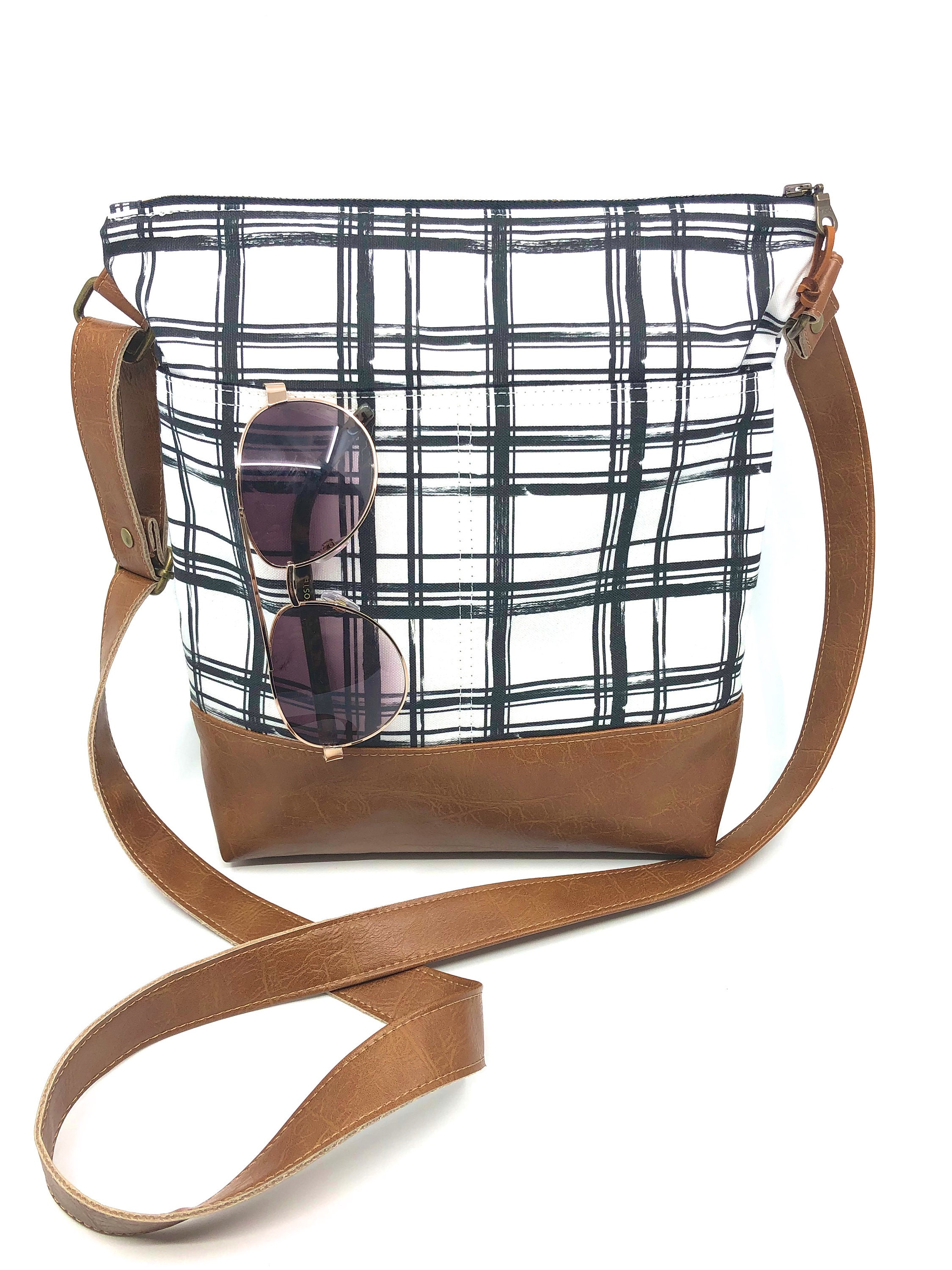 Midsize Crossbody Bag / Plaid Shoulder Bag / Crossbody Purse / Etsy