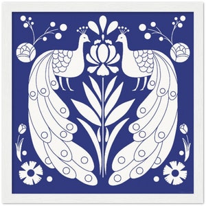 Art Print Peacock Pattern - Museum-Quality Matte Paper Wooden Framed Poster