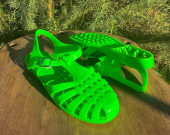 neon jelly shoes